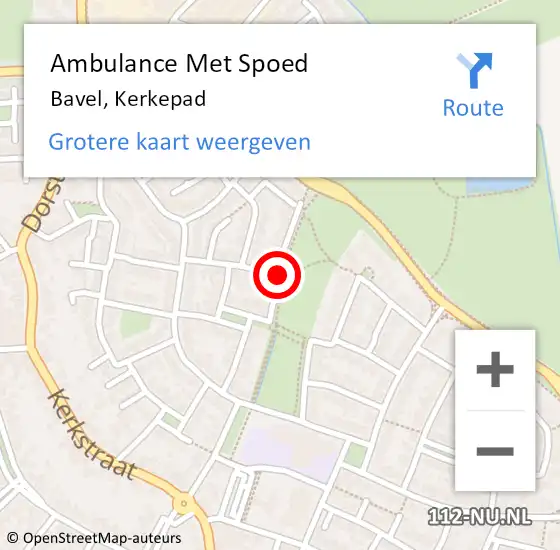 Locatie op kaart van de 112 melding: Ambulance Met Spoed Naar Bavel, Kerkepad op 31 juli 2016 08:35
