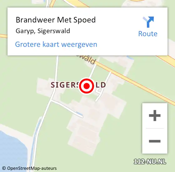 Locatie op kaart van de 112 melding: Brandweer Met Spoed Naar Garyp, Sigerswald op 31 juli 2016 08:39