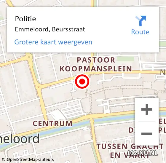 Locatie op kaart van de 112 melding: Politie Emmeloord, Beursstraat op 31 juli 2016 10:08