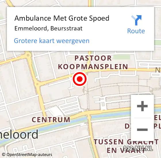 Locatie op kaart van de 112 melding: Ambulance Met Grote Spoed Naar Emmeloord, Beursstraat op 31 juli 2016 10:21