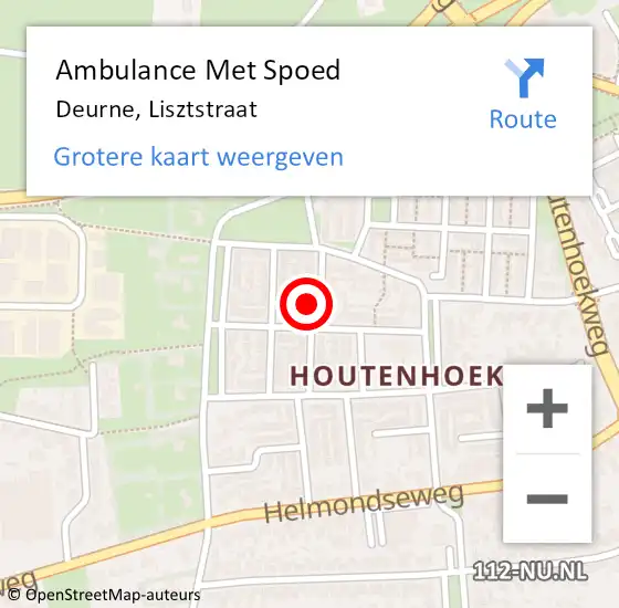 Locatie op kaart van de 112 melding: Ambulance Met Spoed Naar Deurne, Lisztstraat op 31 juli 2016 10:26