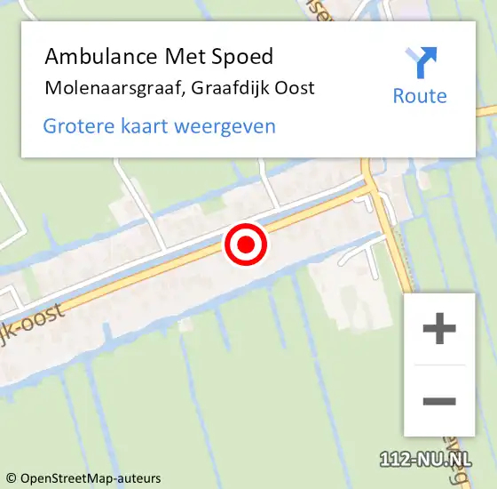 Locatie op kaart van de 112 melding: Ambulance Met Spoed Naar Molenaarsgraaf, Graafdijk Oost op 31 juli 2016 10:32