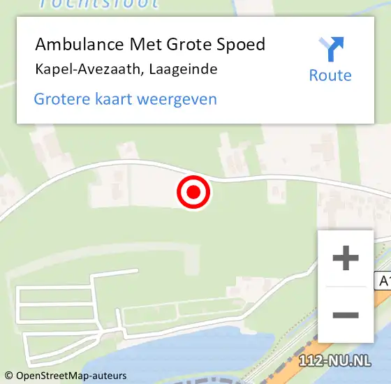 Locatie op kaart van de 112 melding: Ambulance Met Grote Spoed Naar Kapel-Avezaath, Laageinde op 31 juli 2016 12:27