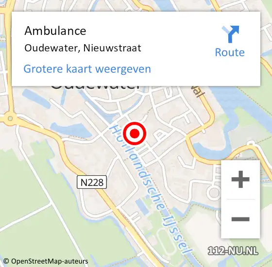 Locatie op kaart van de 112 melding: Ambulance Oudewater, Nieuwstraat op 31 juli 2016 12:49