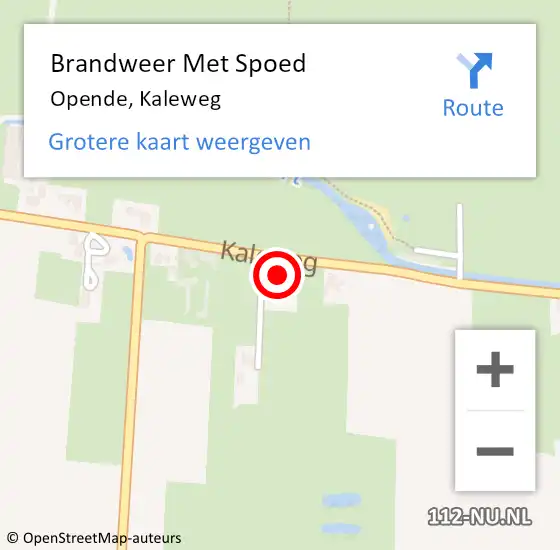 Locatie op kaart van de 112 melding: Brandweer Met Spoed Naar Opende, Kaleweg op 31 juli 2016 12:50