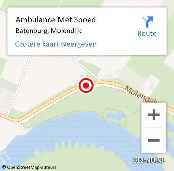 Locatie op kaart van de 112 melding: Ambulance Met Spoed Naar Batenburg, Molendijk op 31 juli 2016 13:04