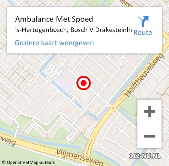 Locatie op kaart van de 112 melding: Ambulance Met Spoed Naar 's-Hertogenbosch, Commissaris Bosch van Drakesteinlaan op 31 juli 2016 13:20