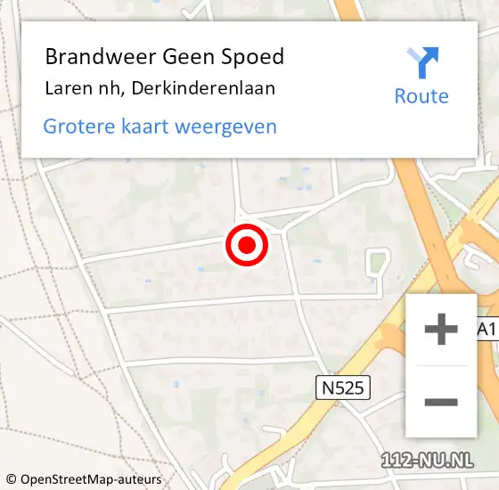 Locatie op kaart van de 112 melding: Brandweer Geen Spoed Naar Laren nh, Derkinderenlaan op 31 juli 2016 13:25