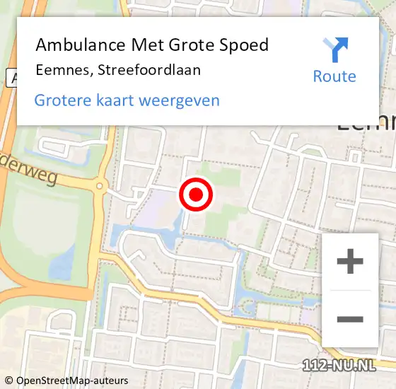 Locatie op kaart van de 112 melding: Ambulance Met Grote Spoed Naar Eemnes, Streefoordlaan op 31 juli 2016 15:10