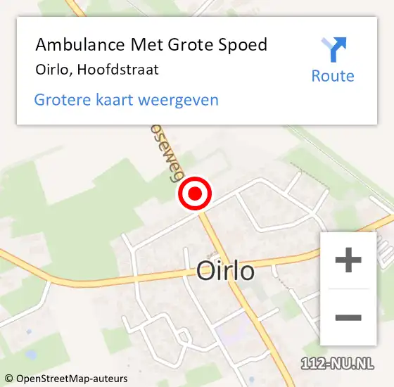 Locatie op kaart van de 112 melding: Ambulance Met Grote Spoed Naar Oirlo, Hoofdstraat op 31 juli 2016 15:14