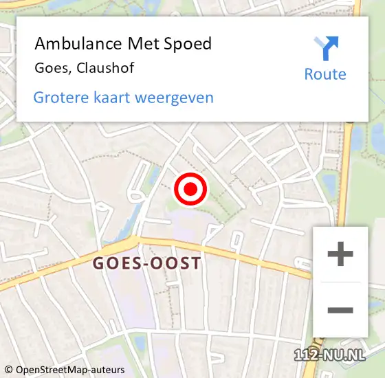 Locatie op kaart van de 112 melding: Ambulance Met Spoed Naar Goes, Claushof op 31 juli 2016 15:28