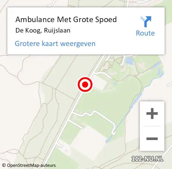 Locatie op kaart van de 112 melding: Ambulance Met Grote Spoed Naar De Koog, Ruijslaan op 31 juli 2016 15:38