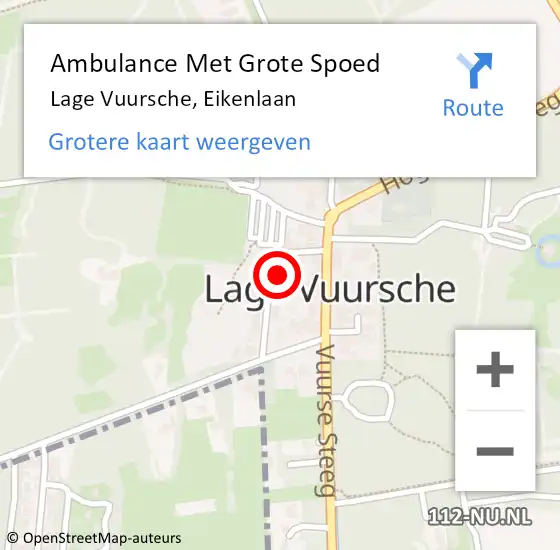 Locatie op kaart van de 112 melding: Ambulance Met Grote Spoed Naar Lage Vuursche, Eikenlaan op 31 juli 2016 16:07