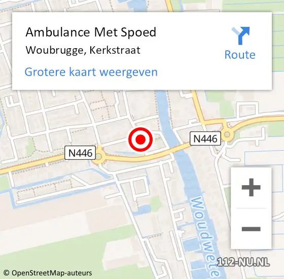 Locatie op kaart van de 112 melding: Ambulance Met Spoed Naar Woubrugge, Kerkstraat op 31 juli 2016 16:07
