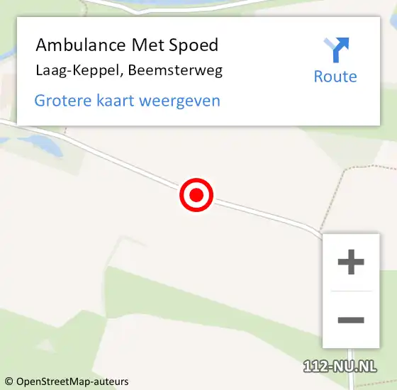 Locatie op kaart van de 112 melding: Ambulance Met Spoed Naar Laag-Keppel, Beemsterweg op 31 juli 2016 16:16