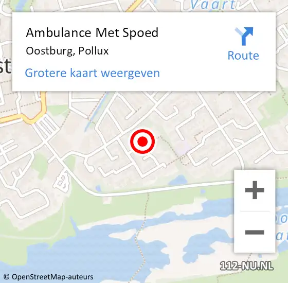 Locatie op kaart van de 112 melding: Ambulance Met Spoed Naar Oostburg, Pollux op 31 juli 2016 16:35