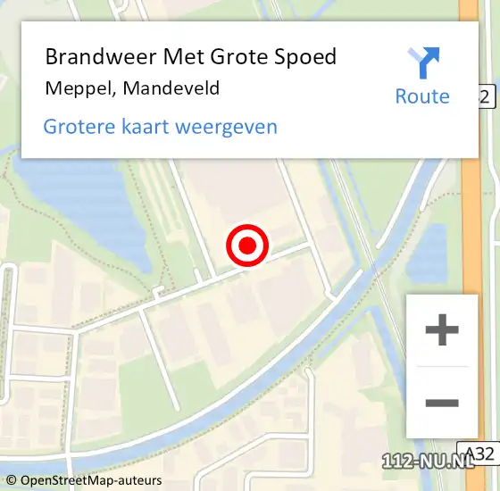 Locatie op kaart van de 112 melding: Brandweer Met Grote Spoed Naar Meppel, Mandeveld op 31 juli 2016 16:44