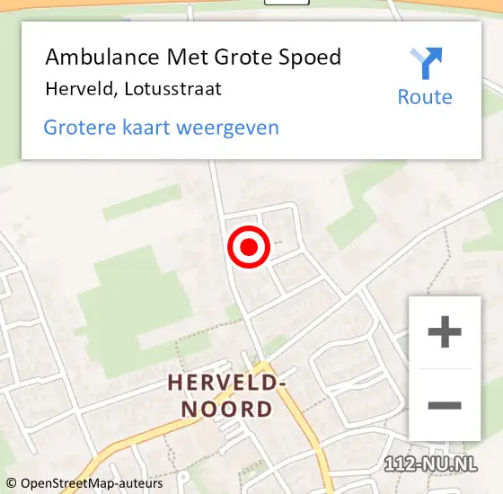 Locatie op kaart van de 112 melding: Ambulance Met Grote Spoed Naar Herveld, Lotusstraat op 31 juli 2016 17:33