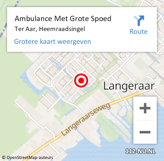 Locatie op kaart van de 112 melding: Ambulance Met Grote Spoed Naar Ter Aar, Heemraadsingel op 31 juli 2016 17:57