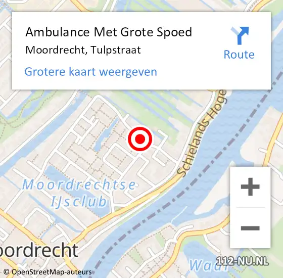 Locatie op kaart van de 112 melding: Ambulance Met Grote Spoed Naar Moordrecht, Tulpstraat op 31 juli 2016 18:35