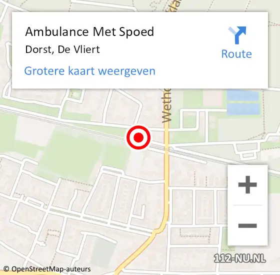 Locatie op kaart van de 112 melding: Ambulance Met Spoed Naar Dorst, De Vliert op 31 juli 2016 19:53