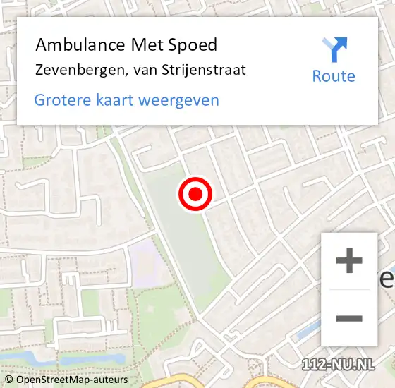 Locatie op kaart van de 112 melding: Ambulance Met Spoed Naar Zevenbergen, van Strijenstraat op 31 juli 2016 20:09