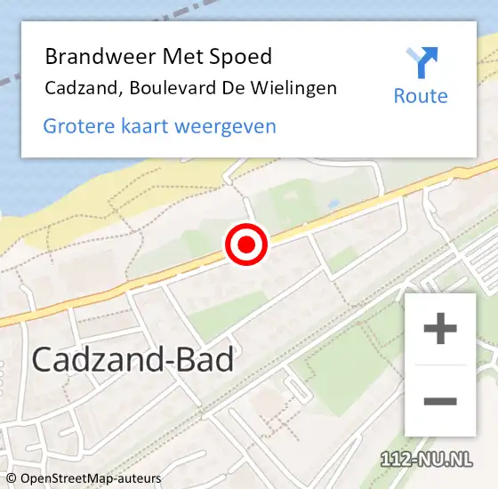 Locatie op kaart van de 112 melding: Brandweer Met Spoed Naar Cadzand, Boulevard De Wielingen op 31 juli 2016 21:21