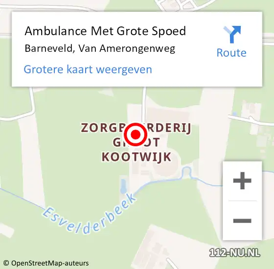 Locatie op kaart van de 112 melding: Ambulance Met Grote Spoed Naar Barneveld, Van Amerongenweg op 31 juli 2016 21:36