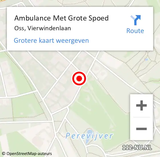 Locatie op kaart van de 112 melding: Ambulance Met Grote Spoed Naar Oss, Vierwindenlaan op 31 juli 2016 22:03