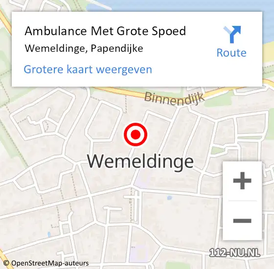 Locatie op kaart van de 112 melding: Ambulance Met Grote Spoed Naar Wemeldinge, Papendijke op 31 juli 2016 22:06