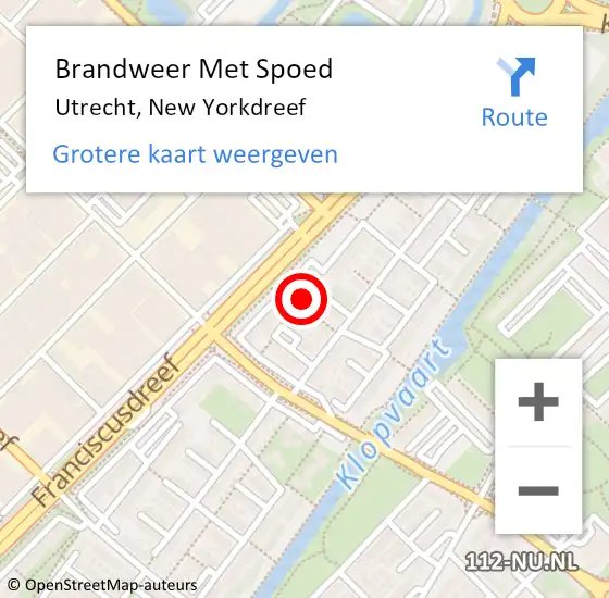 Locatie op kaart van de 112 melding: Brandweer Met Spoed Naar Utrecht, New Yorkdreef op 23 december 2013 05:19