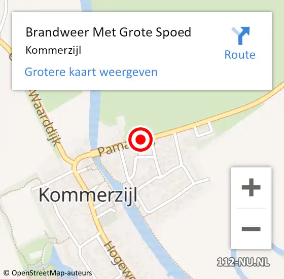 Locatie op kaart van de 112 melding: Brandweer Met Grote Spoed Naar Kommerzijl op 31 juli 2016 22:51