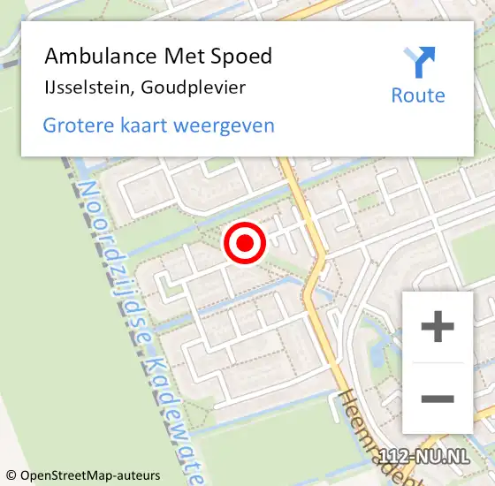 Locatie op kaart van de 112 melding: Ambulance Met Spoed Naar IJsselstein, Goudplevier op 31 juli 2016 23:54