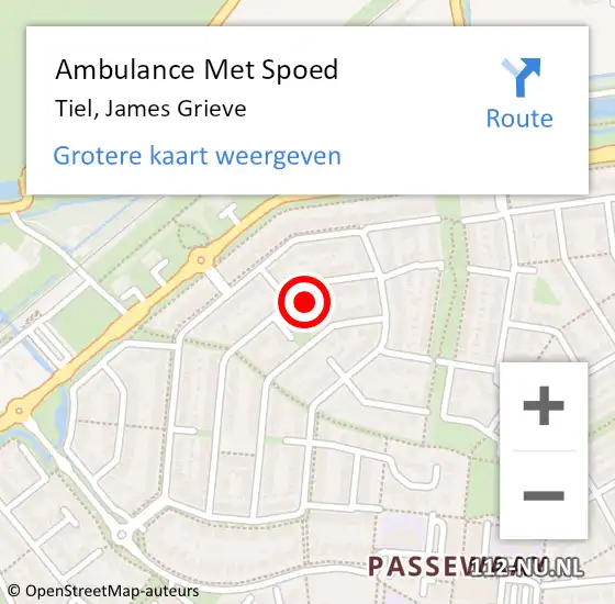 Locatie op kaart van de 112 melding: Ambulance Met Spoed Naar Tiel, James Grieve op 1 augustus 2016 02:22