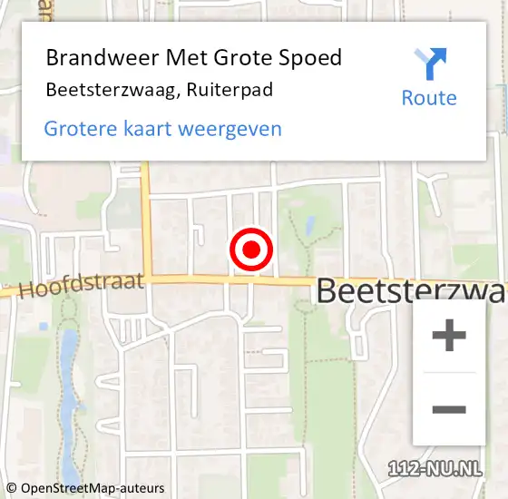 Locatie op kaart van de 112 melding: Brandweer Met Grote Spoed Naar Beetsterzwaag, Ruiterpad op 1 augustus 2016 03:10