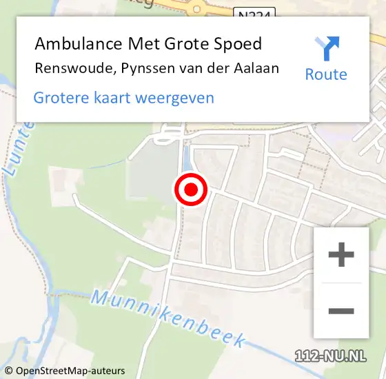 Locatie op kaart van de 112 melding: Ambulance Met Grote Spoed Naar Renswoude, Pynssen van der Aalaan op 1 augustus 2016 03:48