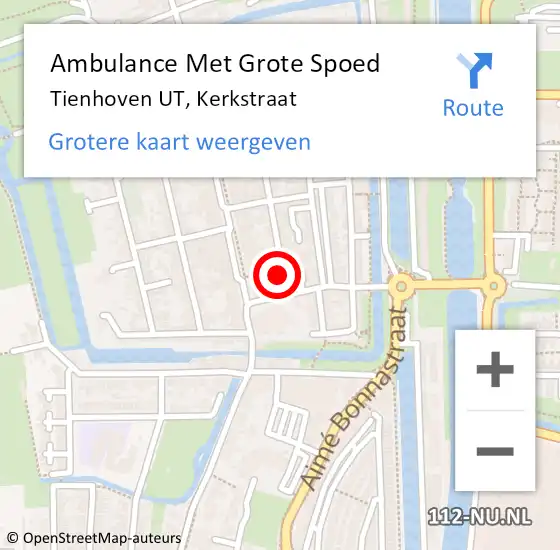 Locatie op kaart van de 112 melding: Ambulance Met Grote Spoed Naar Tienhoven UT, Kerkstraat op 1 augustus 2016 04:22