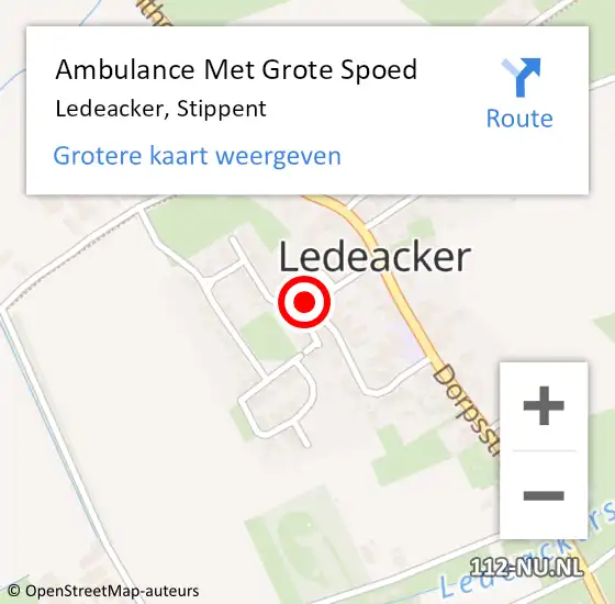 Locatie op kaart van de 112 melding: Ambulance Met Grote Spoed Naar Ledeacker, Stippent op 1 augustus 2016 04:37