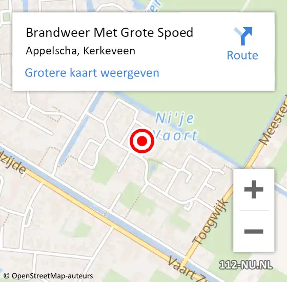 Locatie op kaart van de 112 melding: Brandweer Met Grote Spoed Naar Appelscha, Kerkeveen op 1 augustus 2016 08:10