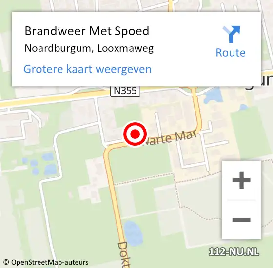 Locatie op kaart van de 112 melding: Brandweer Met Spoed Naar Noardburgum, Looxmaweg op 1 augustus 2016 09:21