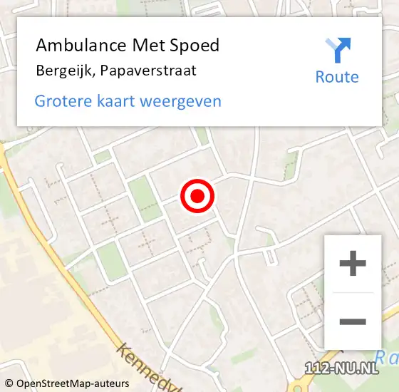 Locatie op kaart van de 112 melding: Ambulance Met Spoed Naar Bergeijk, Papaverstraat op 1 augustus 2016 10:51