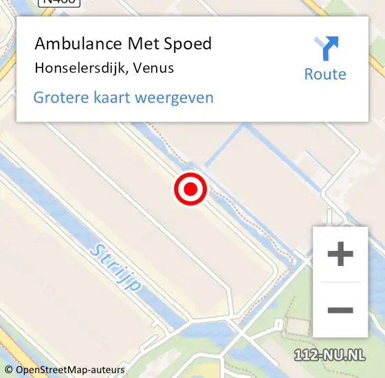 Locatie op kaart van de 112 melding: Ambulance Met Spoed Naar Honselersdijk, Venus op 1 augustus 2016 10:57