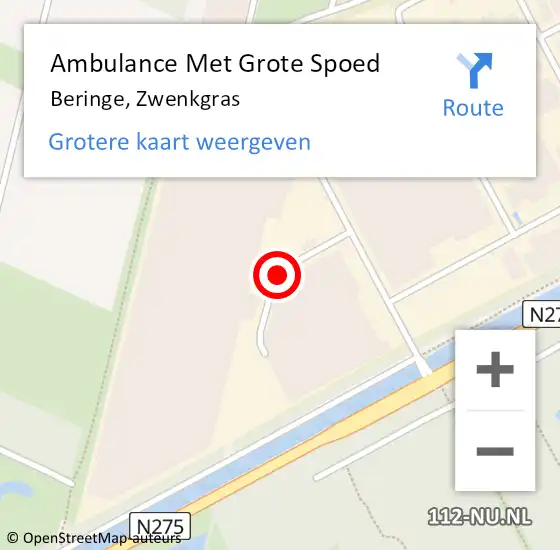 Locatie op kaart van de 112 melding: Ambulance Met Grote Spoed Naar Beringe, Zwenkgras op 23 december 2013 07:21