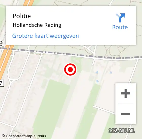 Locatie op kaart van de 112 melding: Politie Hollandsche Rading op 1 augustus 2016 12:38