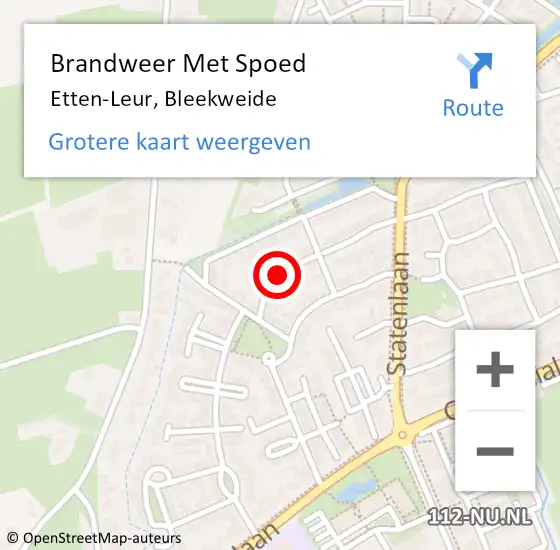 Locatie op kaart van de 112 melding: Brandweer Met Spoed Naar Etten-Leur, Bleekweide op 1 augustus 2016 12:53