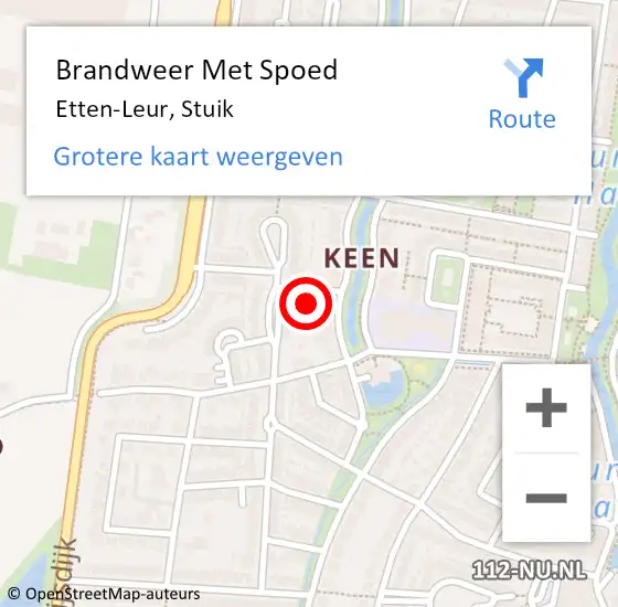 Locatie op kaart van de 112 melding: Brandweer Met Spoed Naar Etten-Leur, Stuik op 1 augustus 2016 12:56