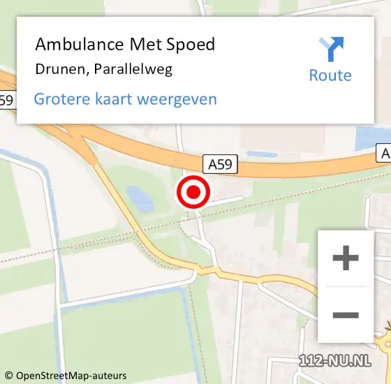 Locatie op kaart van de 112 melding: Ambulance Met Spoed Naar Drunen, Parallelweg op 1 augustus 2016 13:01