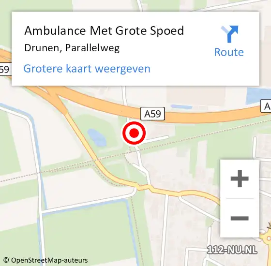 Locatie op kaart van de 112 melding: Ambulance Met Grote Spoed Naar Drunen, Parallelweg op 1 augustus 2016 13:08