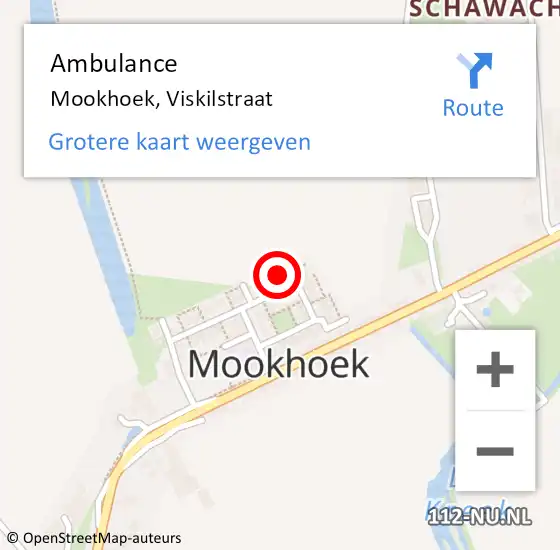 Locatie op kaart van de 112 melding: Ambulance Mookhoek, Viskilstraat op 1 augustus 2016 14:15