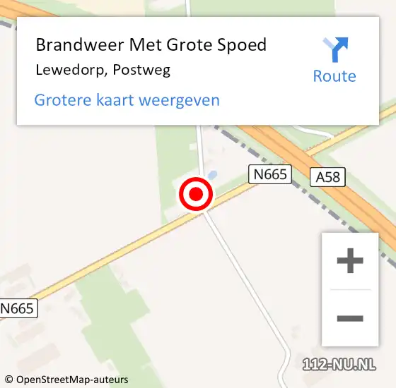 Locatie op kaart van de 112 melding: Brandweer Met Grote Spoed Naar Lewedorp, Postweg op 1 augustus 2016 14:27